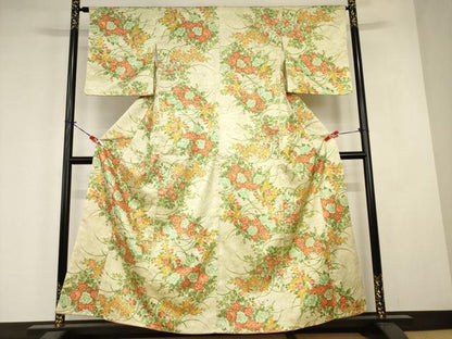 平和屋着物■小紋　草花文　洗える着物　AABJ3663br