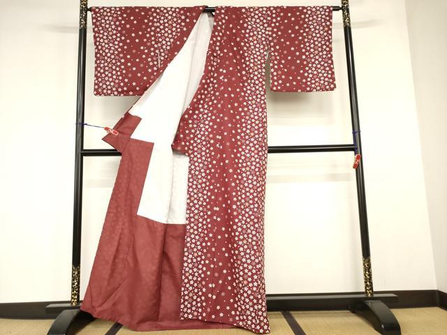 平和屋着物■小紋　舞桜文　洗える着物　AABJ3665br