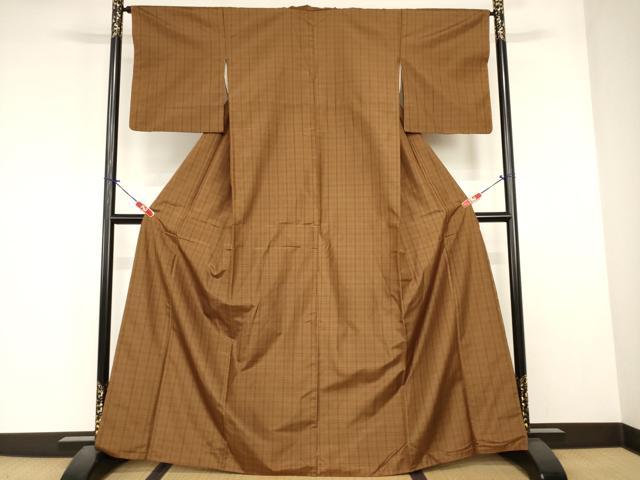 平和屋着物■小紋　格子　洗える着物　AABJ3666br
