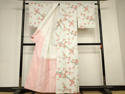 平和屋着物■小紋　手描き　枝花文　洗える着物　AABJ3668br