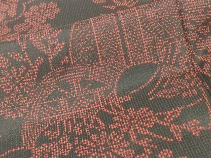 平和屋着物■小紋　籬花文　黒地　洗える着物　AABJ3673br