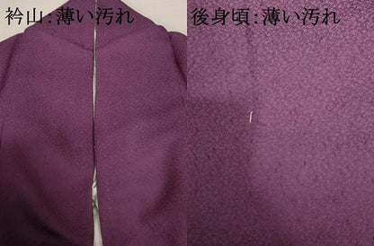 平和屋着物■上質な色無地　紋意匠　葡萄色　正絹　逸品　AABJ3678br