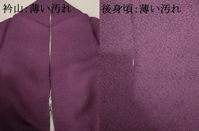 平和屋着物■上質な色無地　紋意匠　葡萄色　正絹　逸品　AABJ3678br