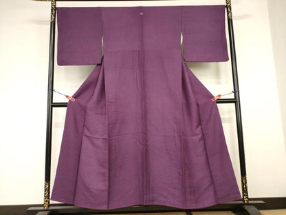 平和屋着物■上質な色無地　紋意匠　葡萄色　正絹　逸品　AABJ3678br