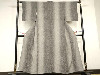 平和屋着物■上質な小紋　間道　たたき染め　黒地　正絹　逸品　AABJ3680br