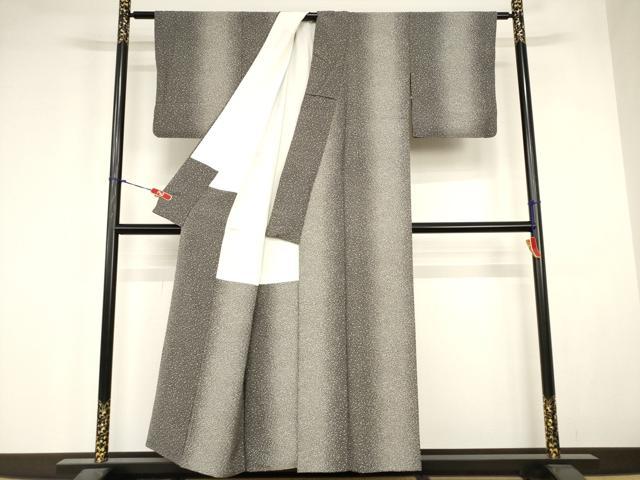平和屋着物■上質な小紋　間道　たたき染め　黒地　正絹　逸品　AABJ3680br
