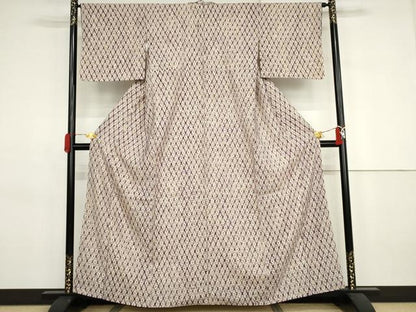 平和屋着物●岩手の匠　草紫堂　南部絞り　紫根染　紬　菱格子　正絹　逸品　AABJ3681cs