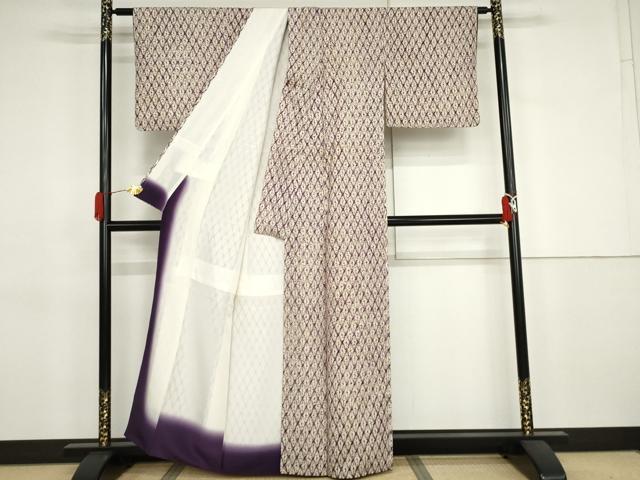 平和屋着物●岩手の匠　草紫堂　南部絞り　紫根染　紬　菱格子　正絹　逸品　AABJ3681cs
