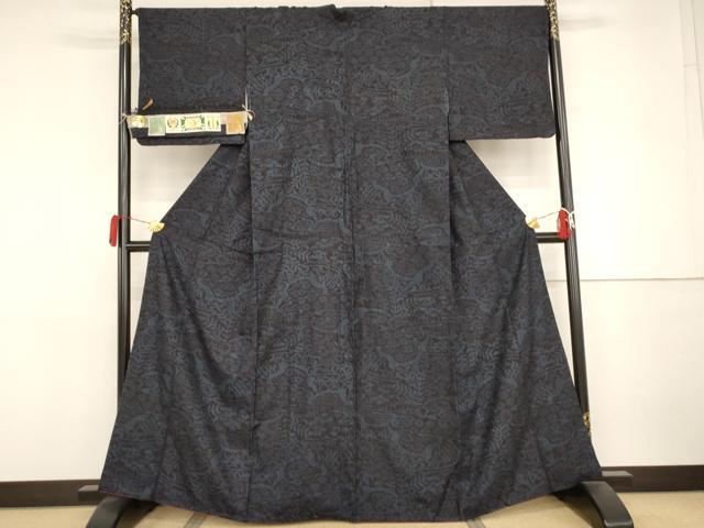平和屋着物●本場結城紬　重要無形文化財　奥順謹製　100亀甲　草花文　証紙付き　正絹　逸品　AABJ3683cs