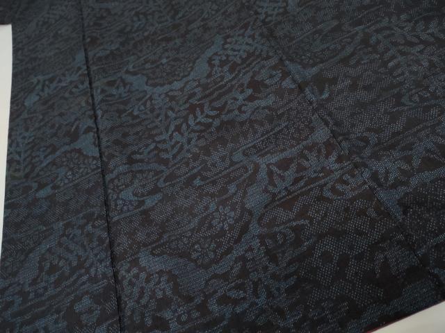 平和屋着物●本場結城紬　重要無形文化財　奥順謹製　100亀甲　草花文　証紙付き　正絹　逸品　AABJ3683cs