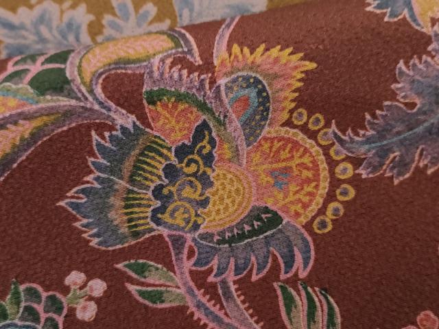 平和屋着物●前田仁仙　仁仙更紗　訪問着　更紗横段文　正絹　逸品　AABJ3685cs