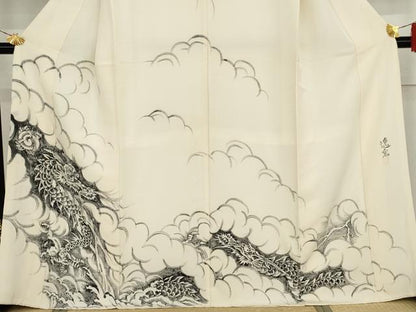 平和屋着物●三浦逸鬼　訪問着　手描き　龍　正絹　逸品　AABJ3686cs