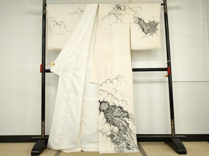 平和屋着物●三浦逸鬼　訪問着　手描き　龍　正絹　逸品　AABJ3686cs