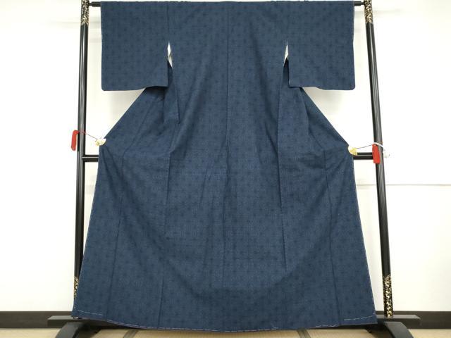 平和屋着物●綿薩摩　麻の葉文様　木綿　逸品　未使用　AABJ3688cs