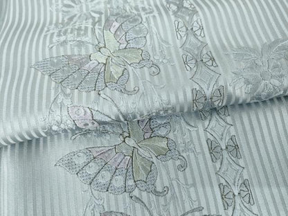 平和屋着物●中国三大刺繍　スワトウ刺繍　汕頭刺繍　訪問着　花蝶文　金糸　正絹　逸品　AABJ3690cs