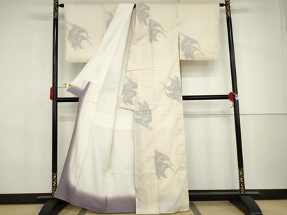 平和屋着物●本場結城紬　重要無形文化財　奥順謹製　飛び亀甲　100亀甲　飛鶴文　証紙付き　正絹　逸品　AABJ3693cs