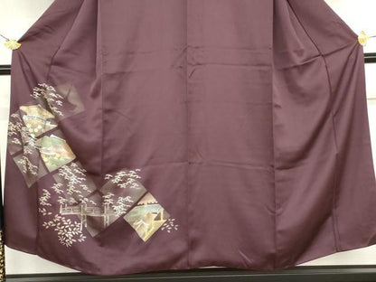 平和屋着物●訪問着　京風景笹文　金彩　正絹　逸品　AABJ3695cs