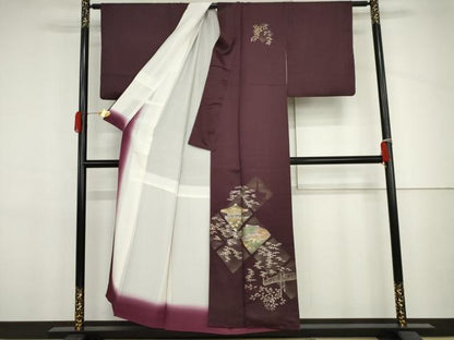 平和屋着物●訪問着　京風景笹文　金彩　正絹　逸品　AABJ3695cs