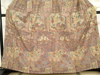 平和屋着物●中国三大刺繍　汕頭刺繍　スワトウ刺繍　総刺繍　訪問着　鴛鴦更紗花文　正絹　逸品　AABJ3697cs