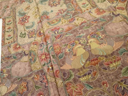平和屋着物●中国三大刺繍　汕頭刺繍　スワトウ刺繍　総刺繍　訪問着　鴛鴦更紗花文　正絹　逸品　AABJ3697cs