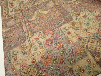 平和屋着物●中国三大刺繍　汕頭刺繍　スワトウ刺繍　総刺繍　訪問着　鴛鴦更紗花文　正絹　逸品　AABJ3697cs