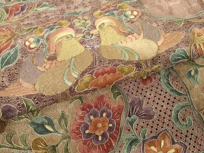 平和屋着物●中国三大刺繍　汕頭刺繍　スワトウ刺繍　総刺繍　訪問着　鴛鴦更紗花文　正絹　逸品　AABJ3697cs