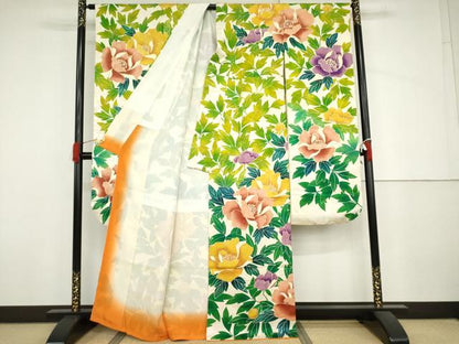 平和屋着物●豪華振袖　枝花文　金彩　正絹　逸品　AABJ3700cs