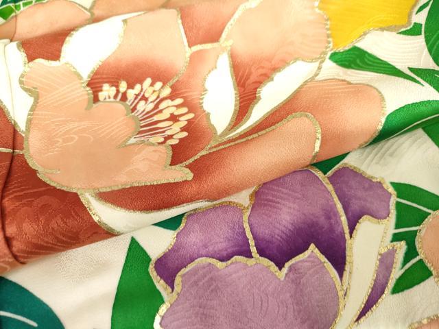 平和屋着物●豪華振袖　枝花文　金彩　正絹　逸品　AABJ3700cs