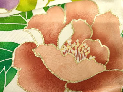 平和屋着物●豪華振袖　枝花文　金彩　正絹　逸品　AABJ3700cs