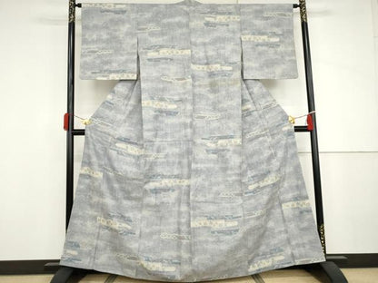 平和屋着物●本場結城紬　重要無形文化財　モロ入り　100亀甲　エ霞吉祥文　三越扱い　正絹　逸品　AABJ3701cs