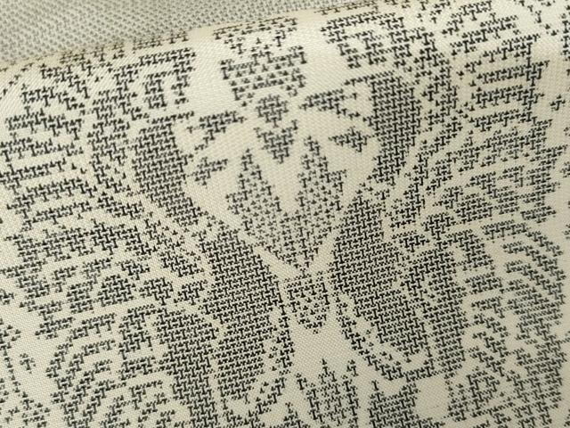 平和屋着物●本場大島紬　白大島　カタス9マルキ　鳳凰花絵皿文　正絹　逸品　AABJ3702cs
