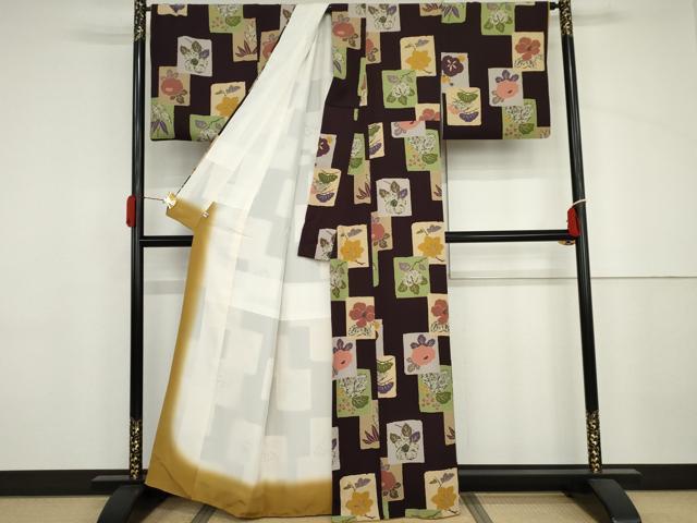 平和屋着物●上質な小紋　色紙重ね松竹梅文　正絹　逸品　AABJ3704cs