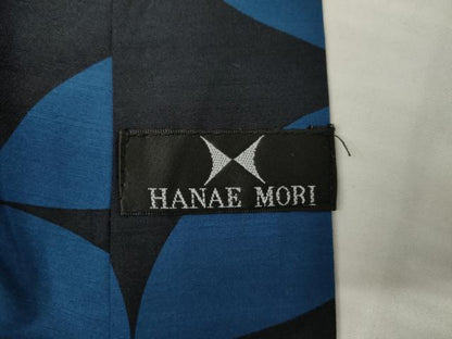 平和屋着物●森英恵・HANAE MORI　男性　小紋　七宝文　黒地　洗える着物　AABJ3707cs