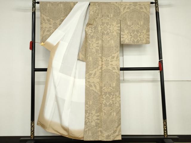 平和屋着物●本場大島紬　薩摩結城　更紗花鳥文　正絹　逸品　AABJ3709cs