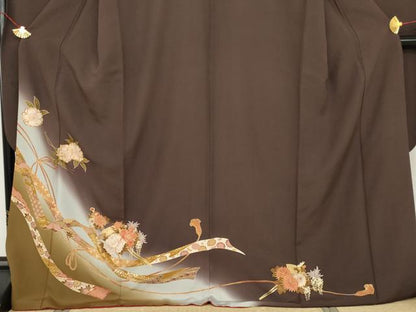 平和屋着物●豪華振袖　駒刺繍　鬘帯花簪　暈し染め　金彩　ロング丈　正絹　逸品　AABJ3712cs