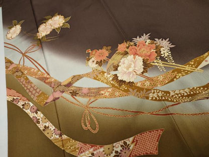 平和屋着物●豪華振袖　駒刺繍　鬘帯花簪　暈し染め　金彩　ロング丈　正絹　逸品　AABJ3712cs