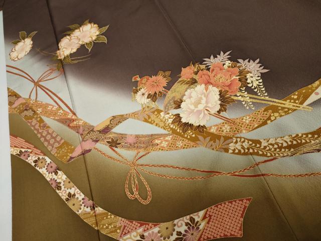 平和屋着物●豪華振袖　駒刺繍　鬘帯花簪　暈し染め　金彩　ロング丈　正絹　逸品　AABJ3712cs
