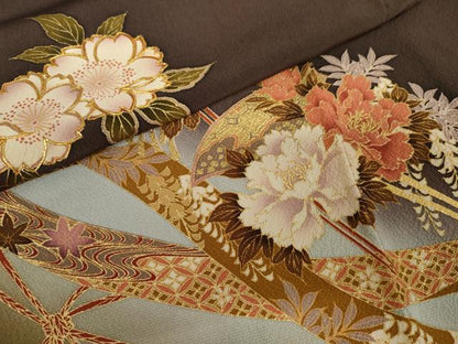 平和屋着物●豪華振袖　駒刺繍　鬘帯花簪　暈し染め　金彩　ロング丈　正絹　逸品　AABJ3712cs