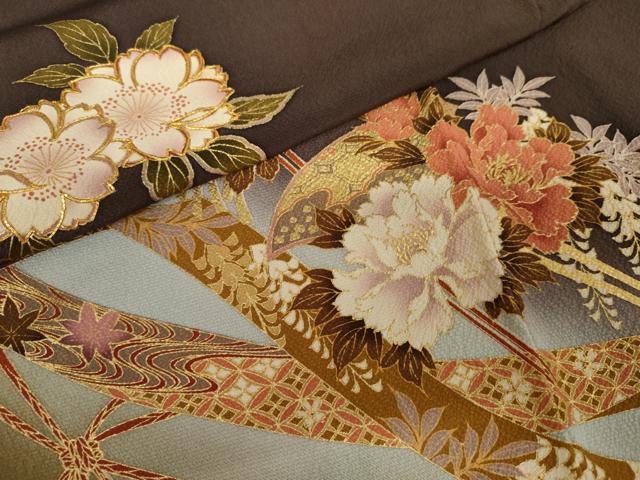 平和屋着物●豪華振袖　駒刺繍　鬘帯花簪　暈し染め　金彩　ロング丈　正絹　逸品　AABJ3712cs
