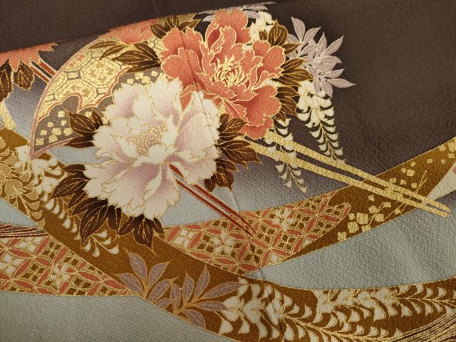 平和屋着物●豪華振袖　駒刺繍　鬘帯花簪　暈し染め　金彩　ロング丈　正絹　逸品　AABJ3712cs