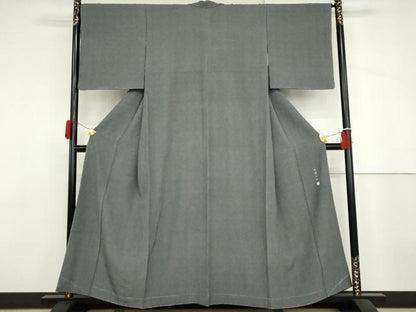 平和屋着物●伝統工芸士　保科土山　江戸小紋　角通し　黒地　正絹　逸品　未使用　AABJ3713cs