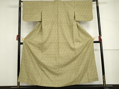 平和屋着物●結城紬　80亀甲　抽象文様　胴抜き仕立て　正絹　逸品　AABJ3716cs