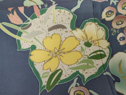 平和屋着物●訪問着　駒刺繍　花蔦の葉文　金彩　正絹　逸品　AABJ3719cs