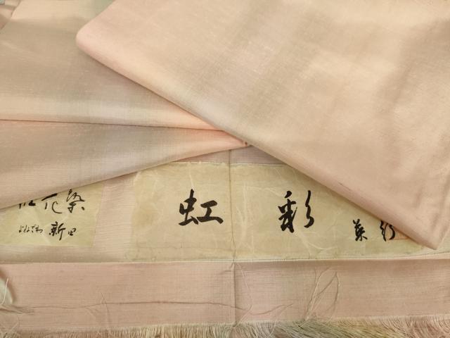 平和屋着物●紅花紬　米沢　新田英行　新田間道　証紙付き　正絹　逸品　未使用　AABJ3720cs
