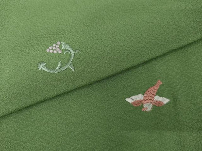 平和屋着物●上質な小紋　総刺繍　花鳥文　正絹　逸品　AABJ3721cs