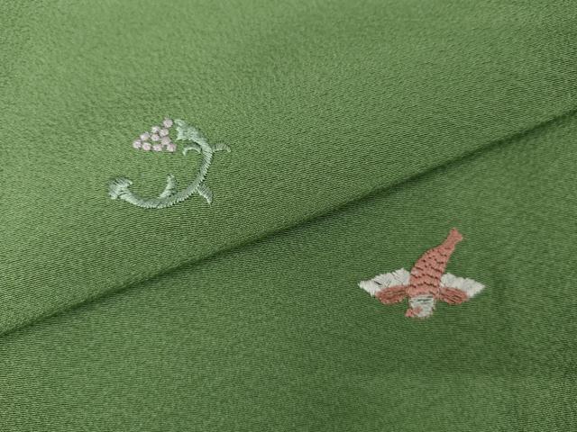 平和屋着物●上質な小紋　総刺繍　花鳥文　正絹　逸品　AABJ3721cs