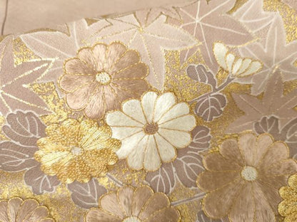 平和屋着物●銀座きしや　色留袖　駒刺繍　枝花文　金糸　金彩　たとう紙付き　正絹　逸品　AABJ3724cs