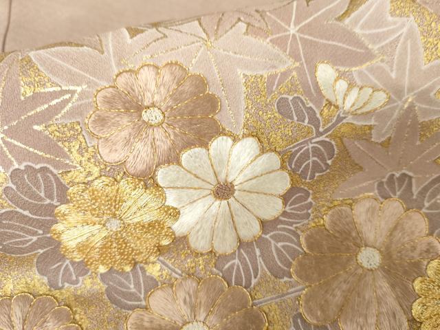 平和屋着物●銀座きしや　色留袖　駒刺繍　枝花文　金糸　金彩　たとう紙付き　正絹　逸品　AABJ3724cs