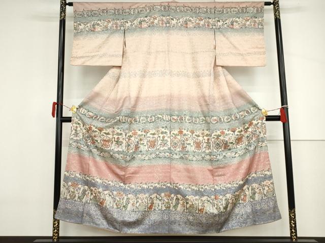 平和屋着物●訪問着　作家物　人物鳥獣文　暈し染め　金彩　正絹　逸品　AABJ3732cs