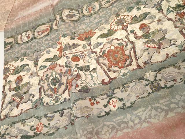 平和屋着物●訪問着　作家物　人物鳥獣文　暈し染め　金彩　正絹　逸品　AABJ3732cs
